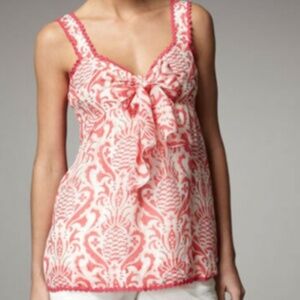 Kate Spade Pineapple Print Silk Linen Top Size 4